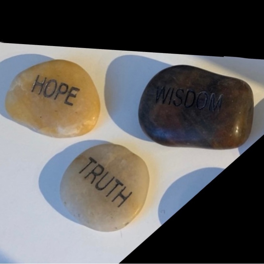 Set of 3 Virtue stone stones: HOPE, TRUTH, WISDOM